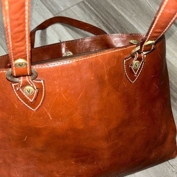 Valentina Womens Brown  Leather Shoulder Bag Purse  Handbag Brown Strap - Picture 5 of 10